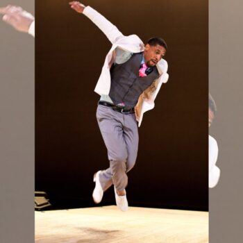 Tapdancer leaps into the air