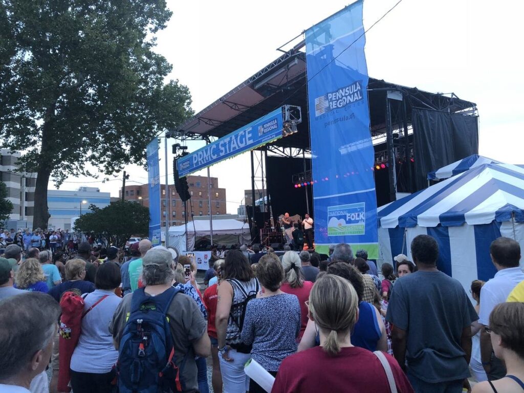 People in front of stage